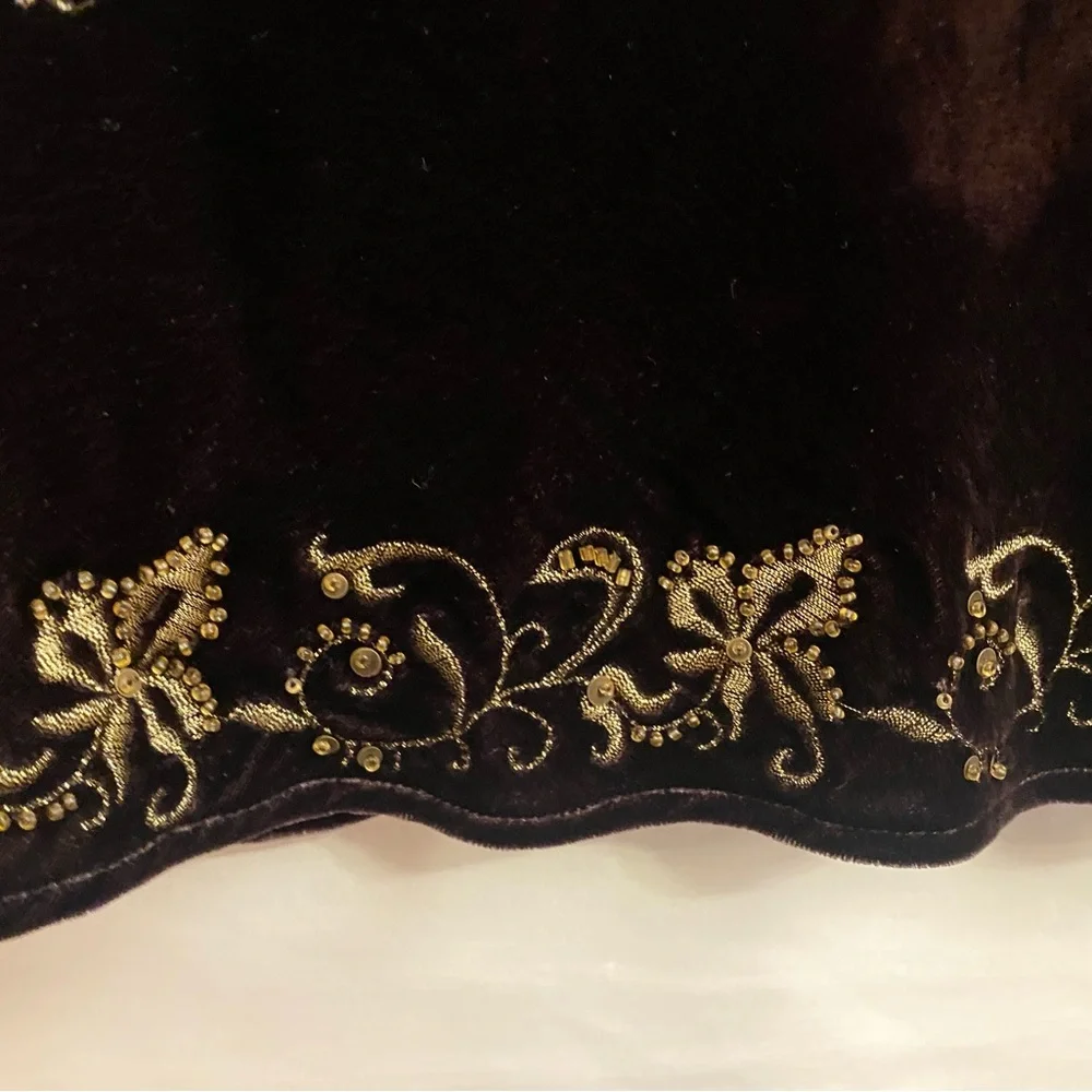 Brown Velvet Embroidered Top - Picture 7 of 8